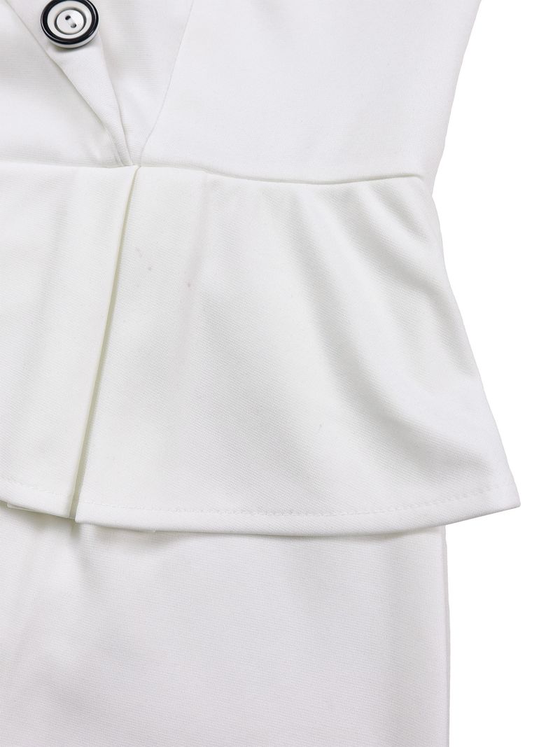 Women's New Suit Collar Solid Color Ruffle Edge Hip Wrap OL Tongle Thin Large Size Dress_voghion.com