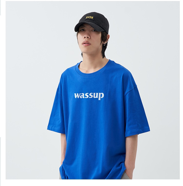 WASSUP HEODS Hip-Hop-Sommer-T-Shirt aus reiner Baumwolle, 280 g schwer, kurzärmelig für Herren_voghion.com