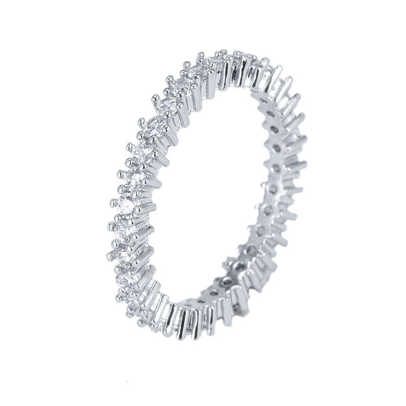 High-Quality Copper Inlaid Full Diamond Silver-Plated Zircon For Women Bride Bridesmaid Wedding Ring Engagement Band_voghion.com