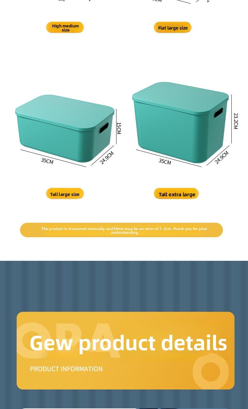 Desktop With Lid Plastic Miscellaneous Snacks Cosmetics Rectangular Basket Storage Organizing Box_voghion.com