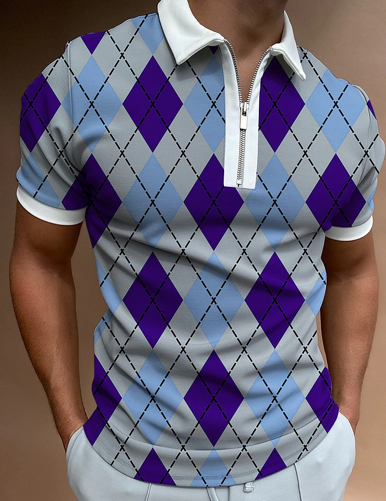 Pánská polokošile s krátkým rukávem design na zip klopa 3D polokošile pánská pouliční ležérní móda pánský top_voghion.com