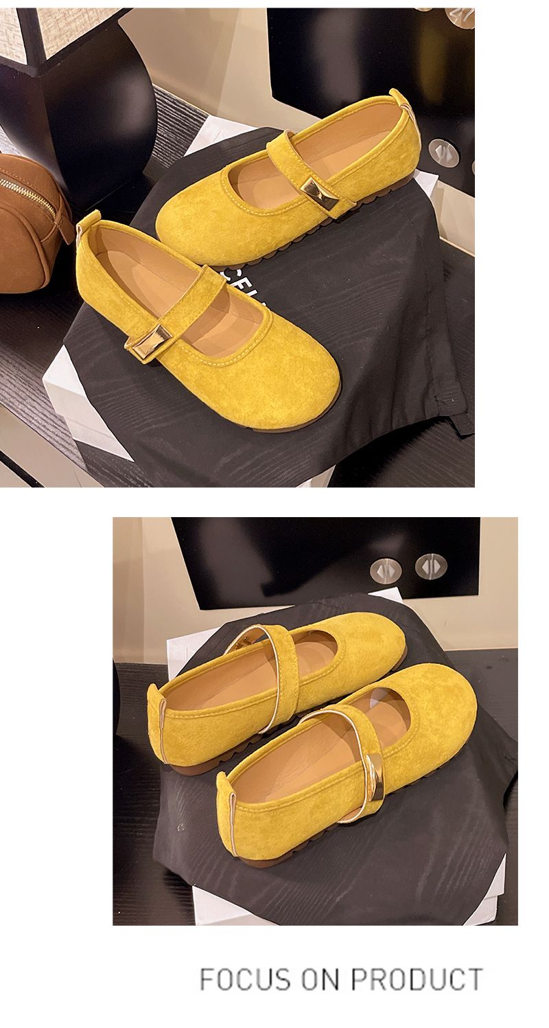 Französisch Retro Licht Mund Einzelnen Schuhe frauen Mit Rock Weichen Boden Gelb Flachen Boden Mary Jane Schöne Einzelnen Schuhe_voghion.com