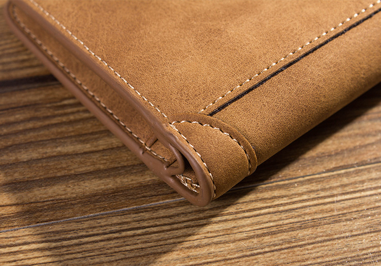 2024 European and American Fashion New Men's Wallet Short Frosted Leather Wallet Retro Three Fold Vertical Wallet Youth Multi Card Slot_voghion.com