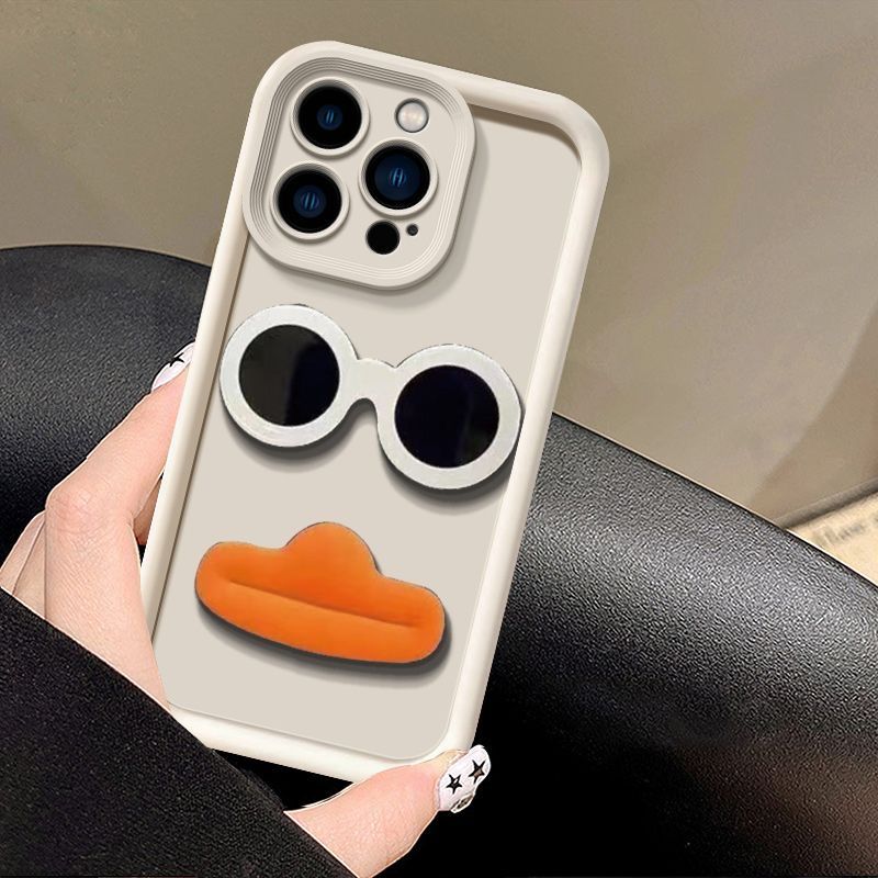3D Funny Sunglasses Pouting Duck Phone Case For Samsung S25 S24 S23 S22 S21 S20 Note 20 FE Plus Ultra 4G 5G Soft Silicone Cover_voghion.com
