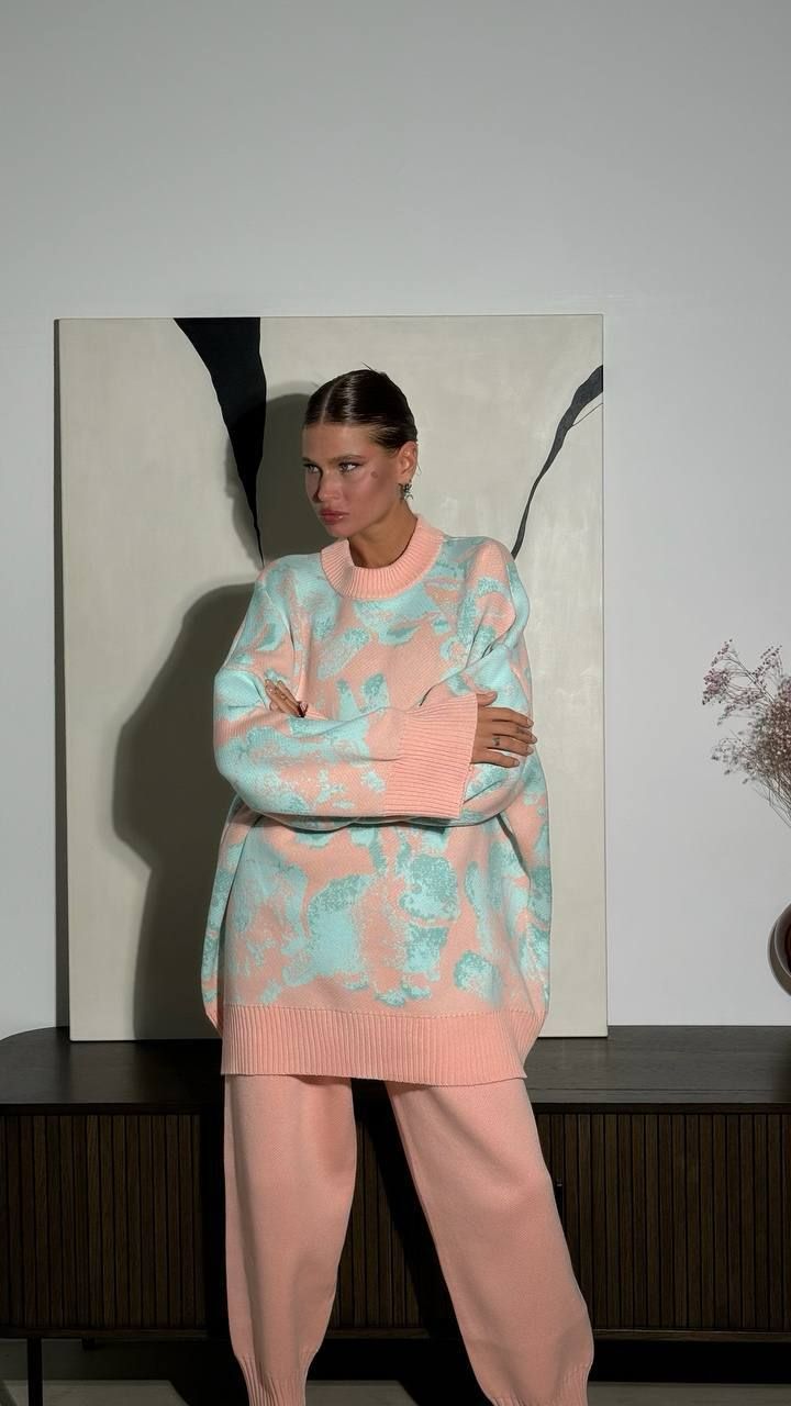 Abbigliamento da donna nuovi abiti caldi casual per donna maglione primaverile di alta qualità con colori a contrasto pantaloni dritti abito in due pezzi intimo_voghion.com