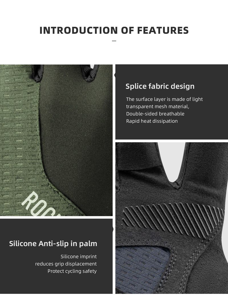 Gants de cyclisme ROCKBROS Road to Sky, gants de sport, demi-doigts, antidérapants_voghion.com
