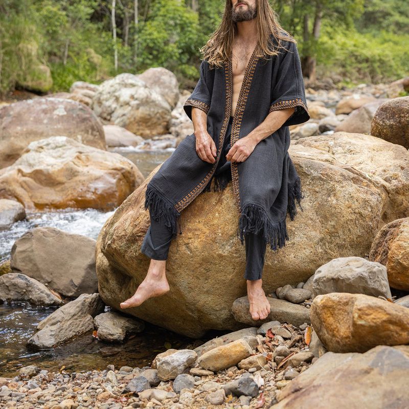 2023. aasta uued meeste meigiriided, hõimu-etnilise mustriga tekstuuriga puuvillane naturaalne pikk rüü sall_voghion.com