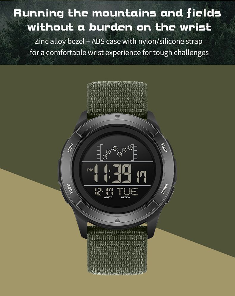 Digital Sports Watch For Students – 50M Waterproof, Multi-Function, Nylon Strap – LED Backlight & Military-Inspired Design_voghion.com