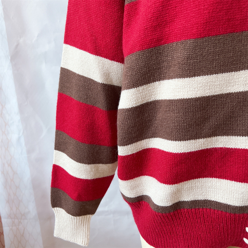 Autumn and winter new camouflage striped hand hooked rope single-breasted long-sleeved knitted cardigan sweater_voghion.com