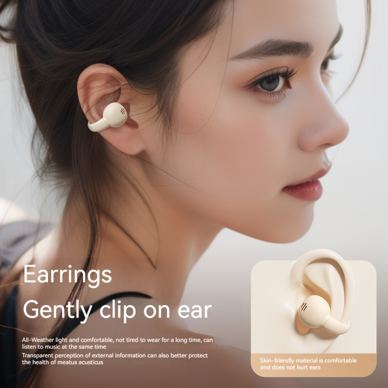 TWS Wireless5.3 trådløse øretelefoner klips øretelefoner sportsøretelefoner vanntett stereo, high-fidelity stereo musikk på telefon, med mikrofon for støy rød_voghion.com