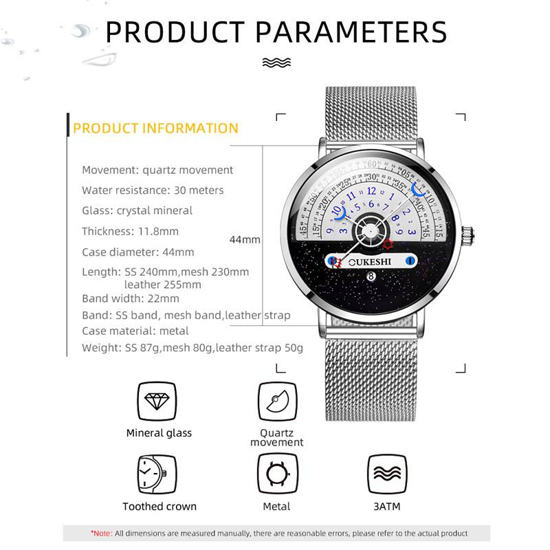 OLEVS Fashion Men's Stainless Steel Mesh Strap Quartz Wristwatch For Men,High Quality Waterproof Watch_voghion.com