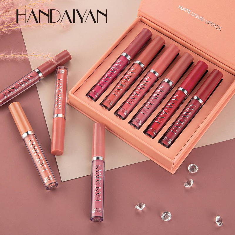 Matte lipstick waterproof non-stick cup 6 lip gloss gift box_voghion.com