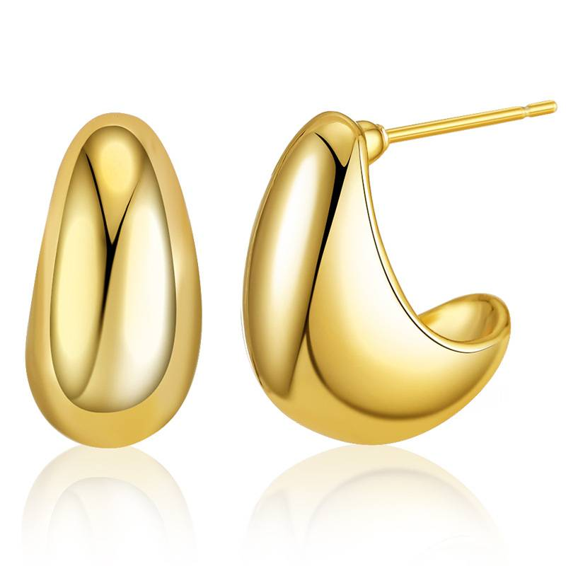 Mode minimalistischen C pea ohrringe Kupfer überzogene K gold Französisch kleine studs bare körper helle ohrringe_voghion.com