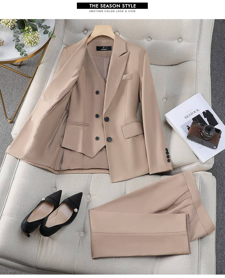 Women's Clothing Pink suit for women Spring and Autumn 2024 new professional suits formal suits temperament work clothes interview small suit jacket_voghion.com