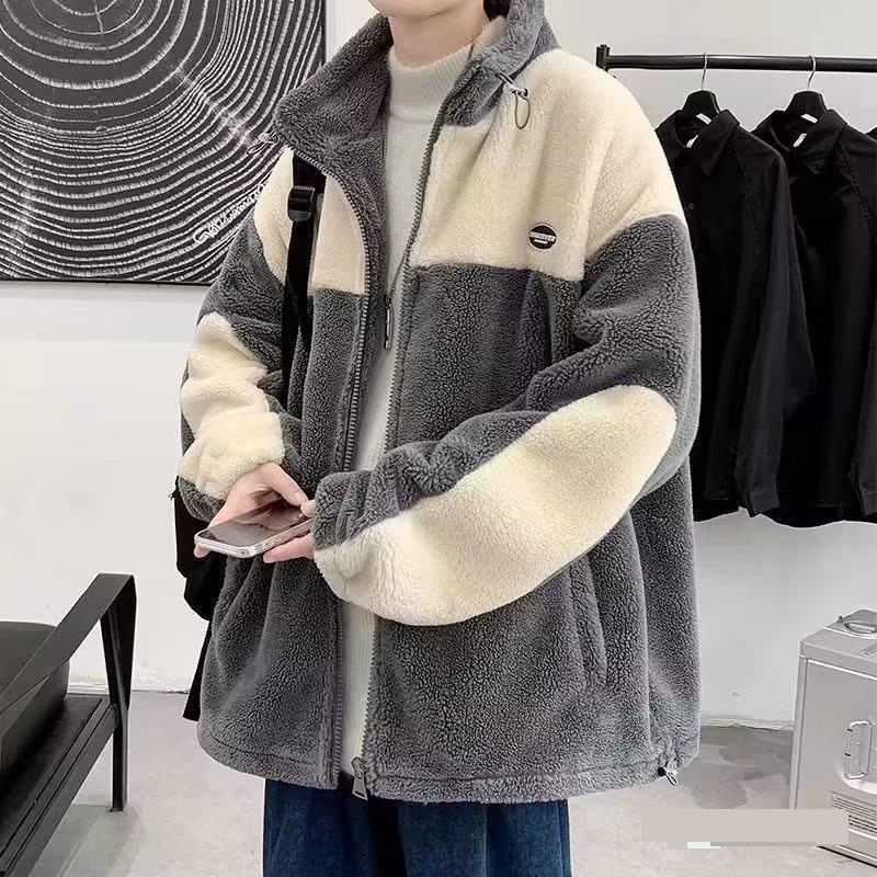 Härekleeder Splicing Lämmchewolljacke Männer Wanter Ins Kottengjacke déck Cartoon Kottengjacke eenstéckeg_voghion.com