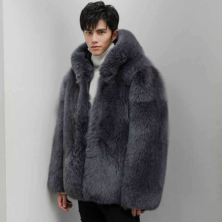 Men's Clothing New Fur Whole Leather Fur Coat Men Haining Fur Jacket Coat Hooded Youth Popular_voghion.com
