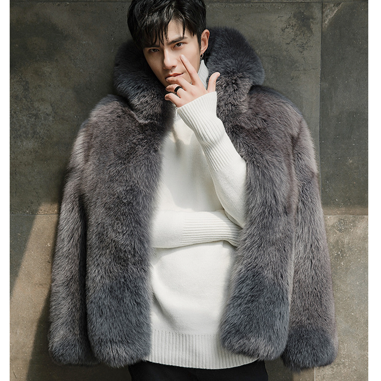 Men's Clothing New Fur Whole Leather Fur Coat Men Haining Fur Jacket Coat Hooded Youth Popular_voghion.com