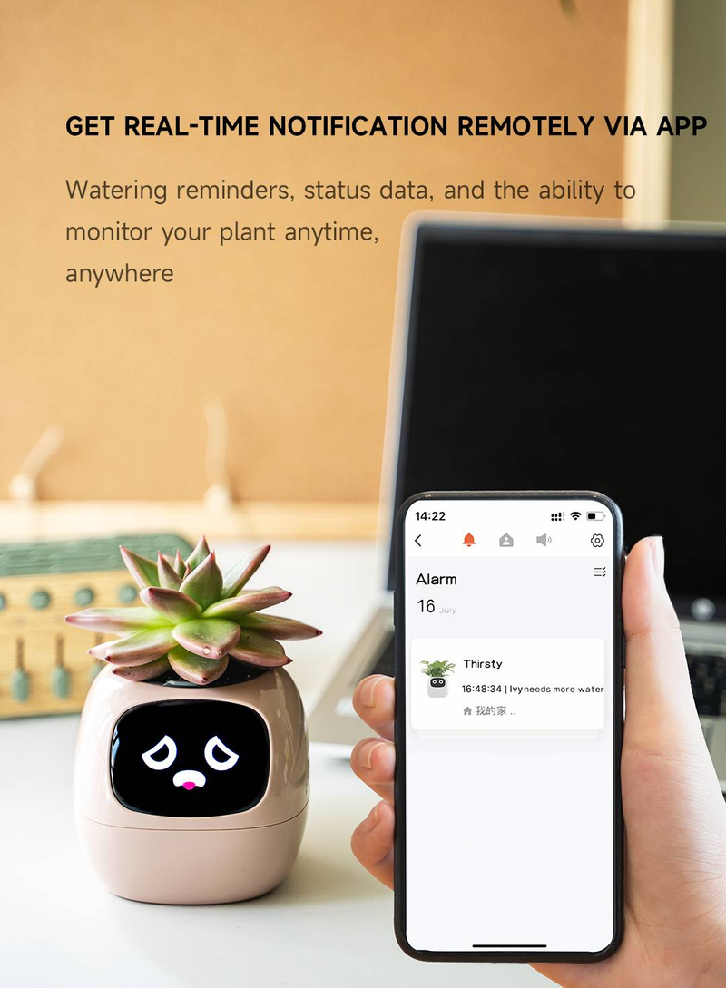 Chytrý květináč PlantsIO Ivy, nekonečná zábava, více než 49 bohatých výrazů, 7 chytrých senzorů a AlChips usnadňují a zpříjemňují pěstování rostlin_voghion.com