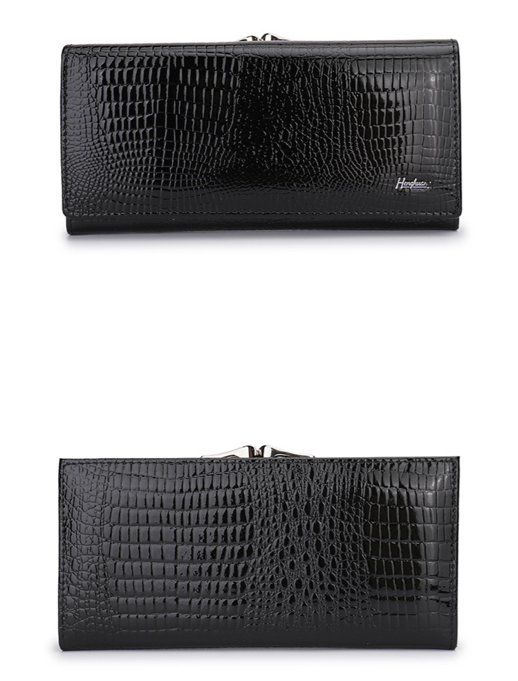 Women's Bags New Hot Sale Women's Leather Wallet Patent Leather Crocodile Pattern High End Clutch Bag Large Capacity Multi Function_voghion.com