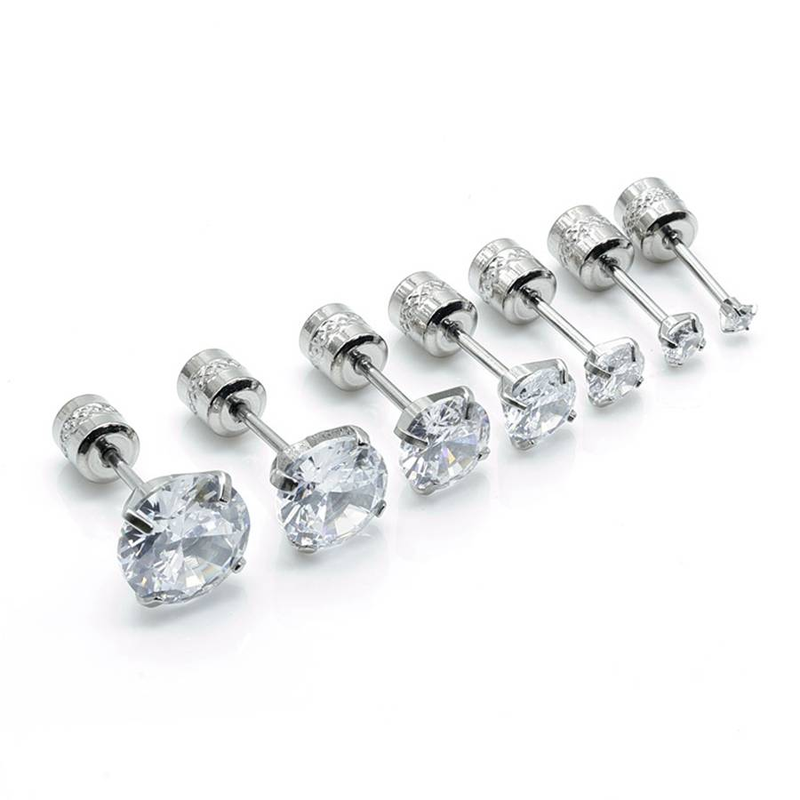2mm-8mm 1 paio di orecchini a bottone con zirconi scintillanti color rubino rosso, eleganti, in stile minimalista, in acciaio inossidabile placcato, casual, da tutti i giorni, da 2 a 6 mm_voghion.com