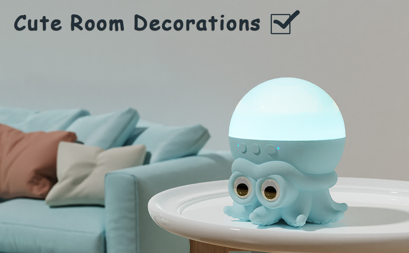Lampa projekcyjna Octopus - podwójna funkcja - projektor i lampka nocna, zasilana przez USB, pilot zdalnego sterowania i timer, dekoracja pokoju, prezent uwielbiany przez osoby w każdym wieku_voghion.com
