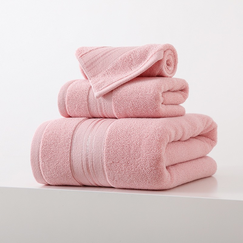 Pure Cotton Thickened Highly Absorbent Quick Dry Bath Towels With Face Towel 3PC Set_voghion.com