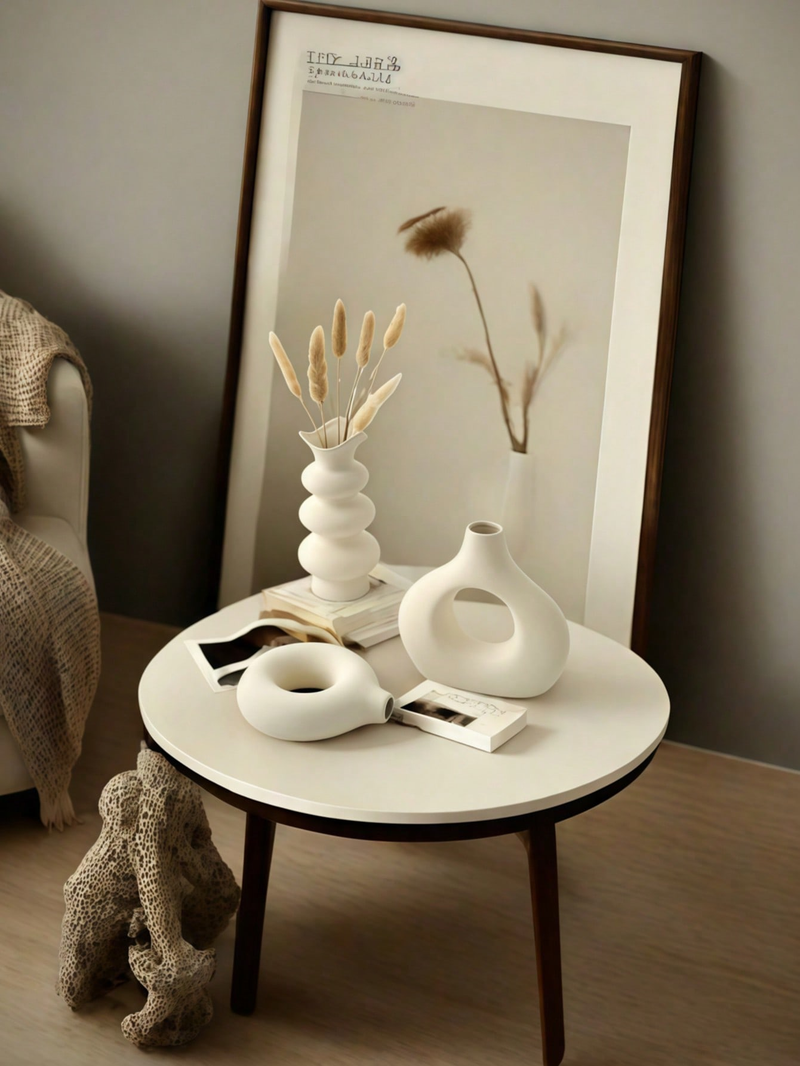 3pc Milky White Artistic Vase Is Suitable For Living Room, Dining Room, Study Desk, Multi-scene Ornaments, Flower Arrangement, Vase_voghion.com