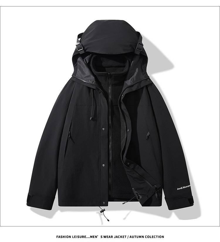 3-in-1-Wasserdichte Jacke mit individuellem Logo – Unisex-Wander-Windjacke (Weiß/Schwarz/Khaki/Braun/Blau/Pink, S-4XL)_voghion.com