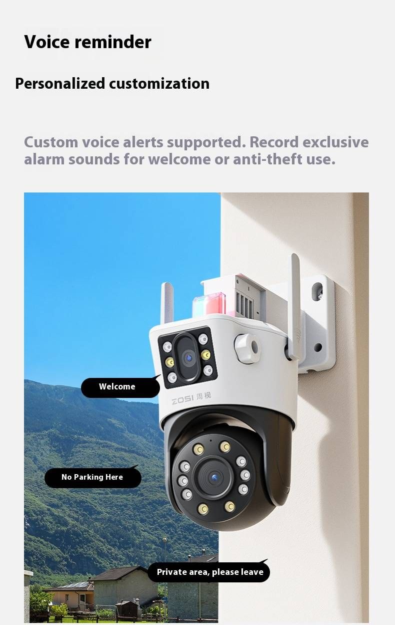 8MP Dual Lens WiFi Outdoor Security Camera With Night Vision, Two-Way Audio, IP66 Weatherproof, 4mm Lens, Motion Detection For Home Surveillance_voghion.com