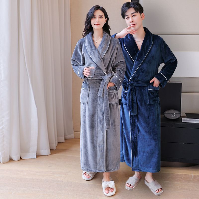 Luxury Flannel Robe For Women & Men - Ultra Soft Fleece Bathrobe With Long Sleeves Cozy Winter Sleepwear Couples Matching Loungewear In Elegant Colors_voghion.com