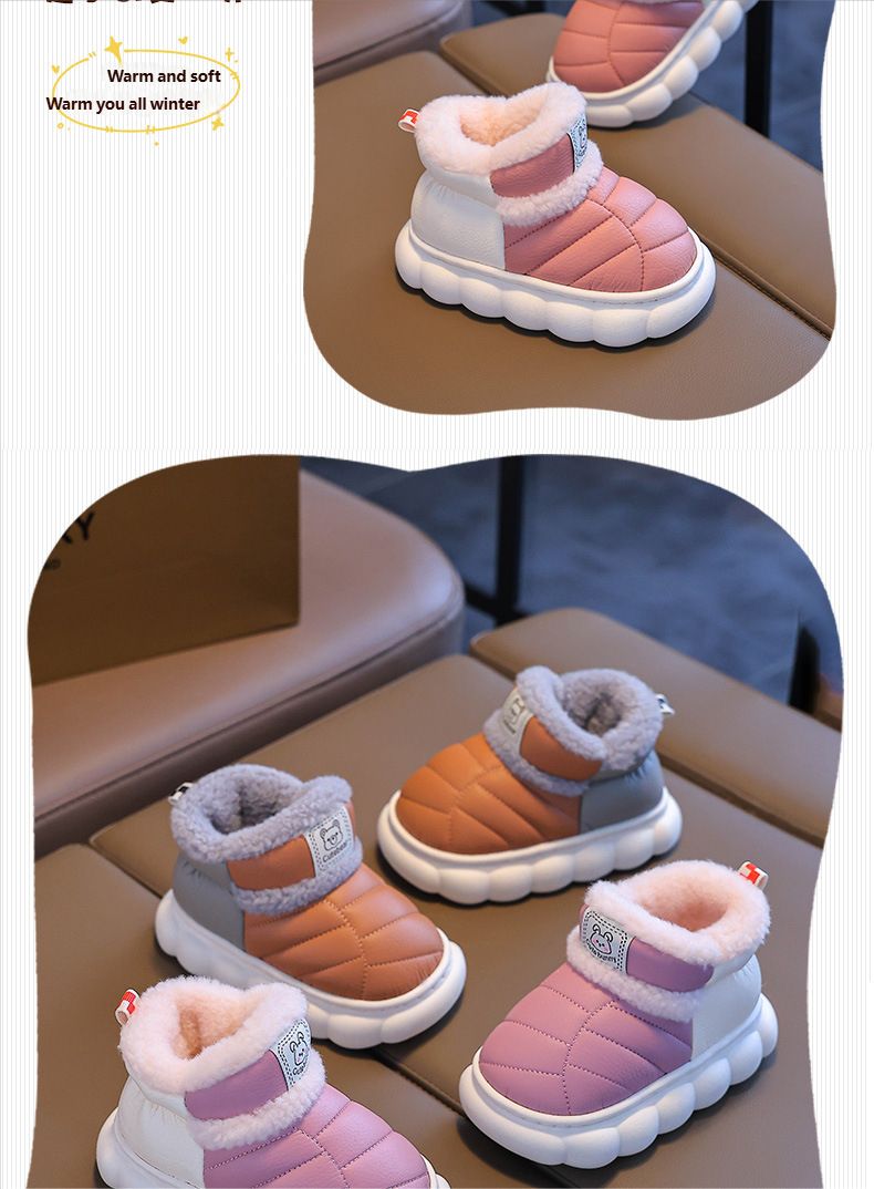 Zapatos de bebé con PU impermeable y piel para niños medianos y pequeños_voghion.com