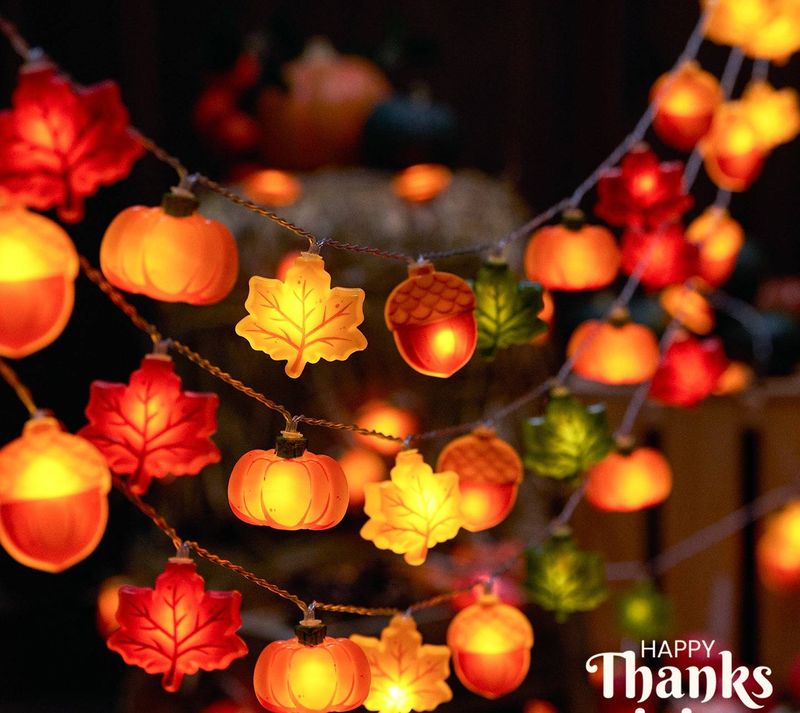 Thanksgiving Maple Leaf LED String Lights - Battery Operated Fairy Lights For Home Decor, Party, Halloween, Christmas_voghion.com