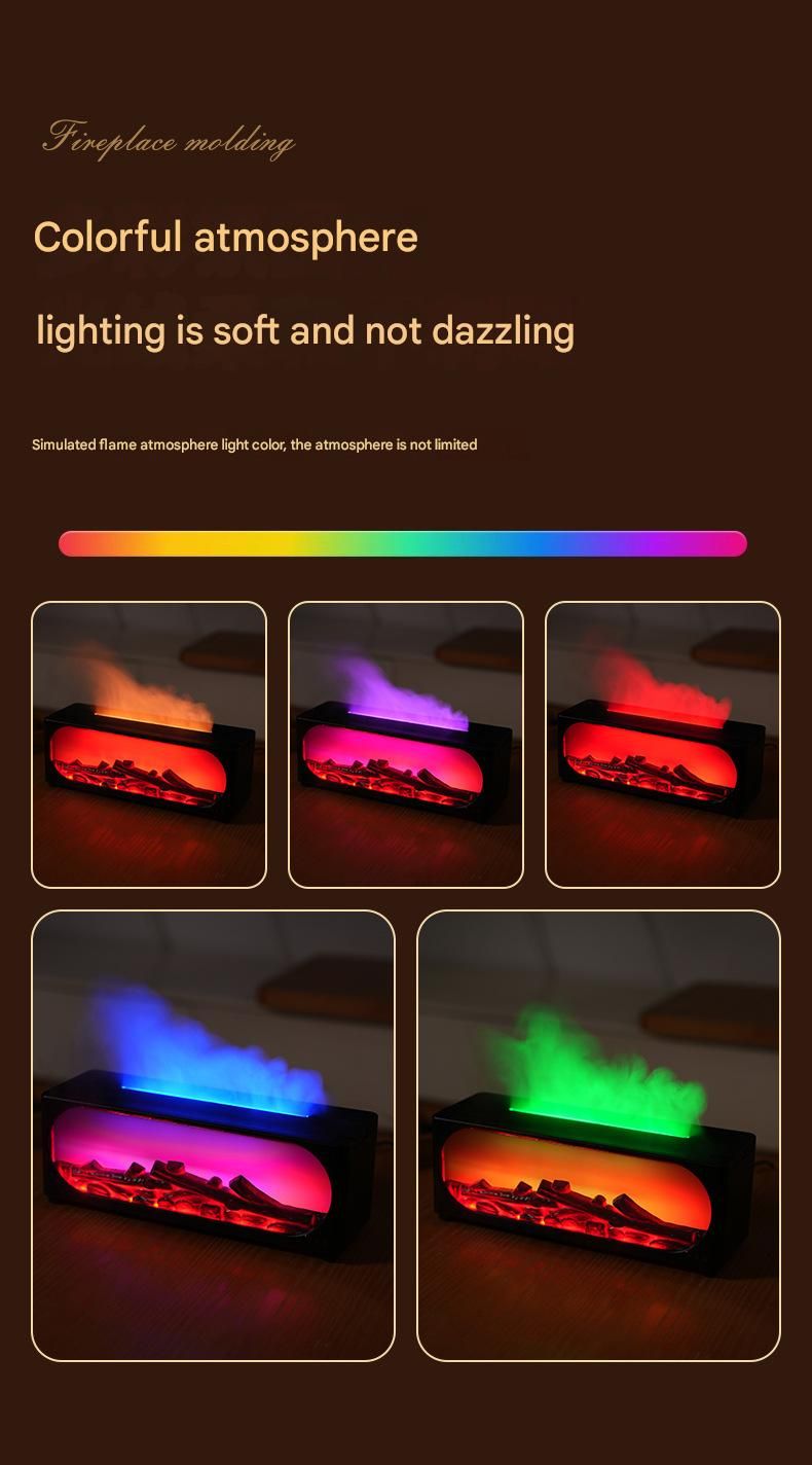 Kreativer Luftbefeuchter, Weihnachtsgeschenke, Kaminsimulation, Flammen-Aromatherapie-Maschine, Bluetooth-Lautsprecher, Heimschlafzimmer, Desktop-Nebel-Luftbefeuchter, Geschenk_voghion.com