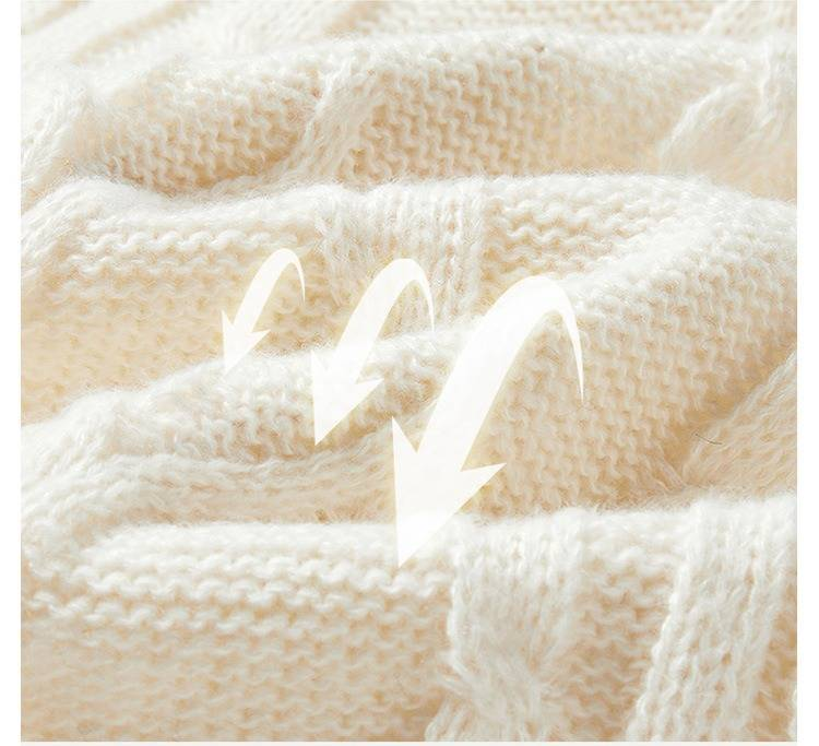 Men's Cable Knit Sweater - Oversized Casual Pullover With Ribbed Hem For Autumn/Winter (Black/Cream, M-Xxl)_voghion.com