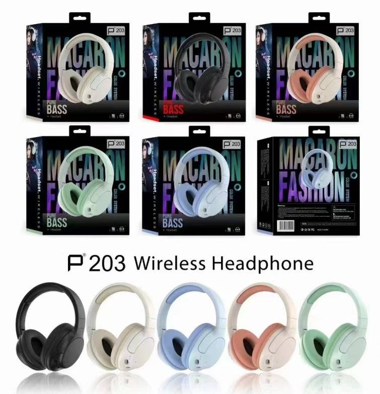 Premium-Bluetooth-Kopfhörer mit Bassverstärkung, Over-Ear-Headset, kabellos, mit langer Akkulaufzeit (Schwarz/Khaki/Blau/Pink/Grün)_voghion.com