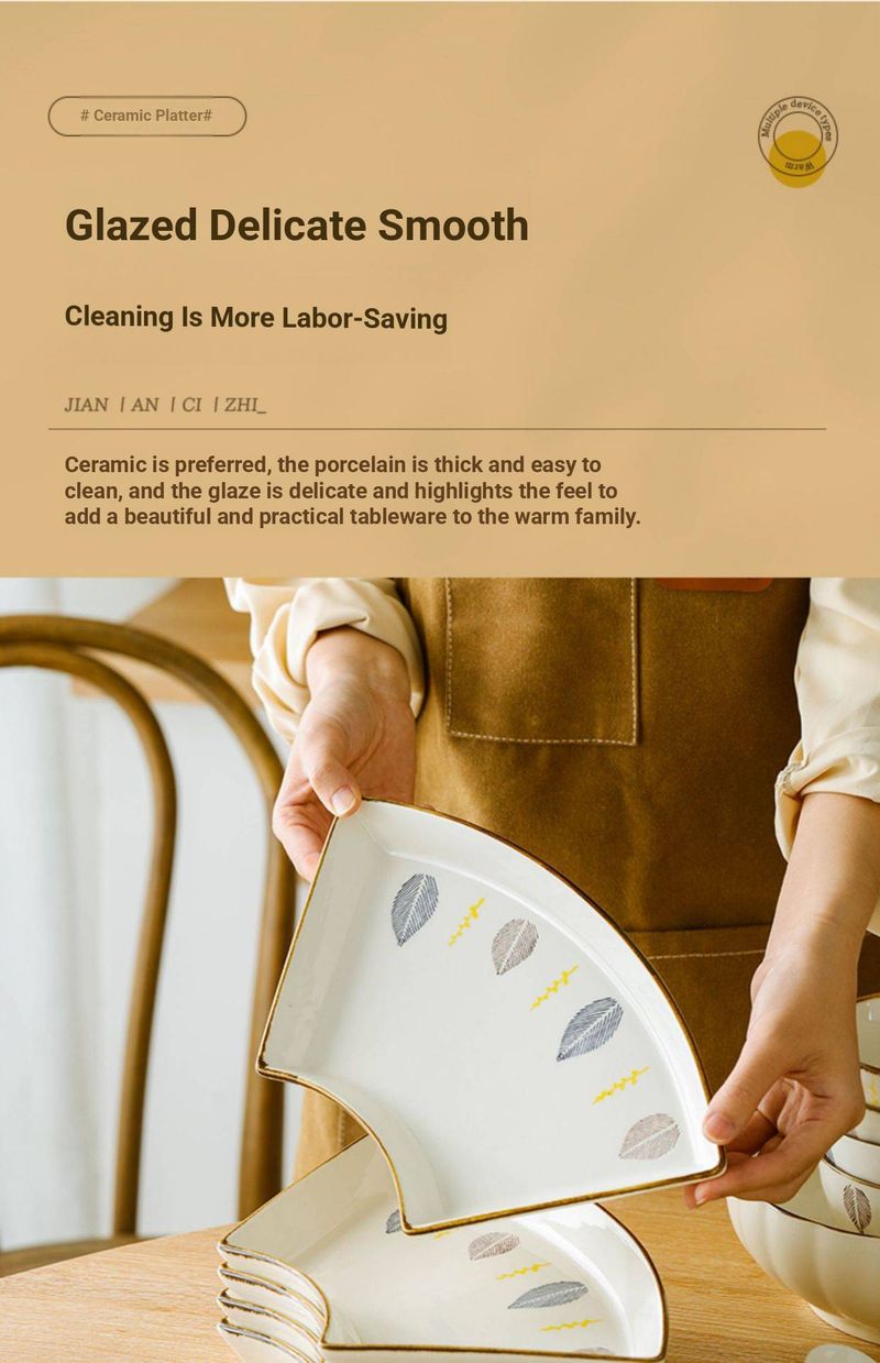 Elegant Leaf-Crown Ceramic Dinnerware Set – 6/18/22/49-Piece New Home & Family Feast Tableware, Microwave & Dishwasher Safe_voghion.com