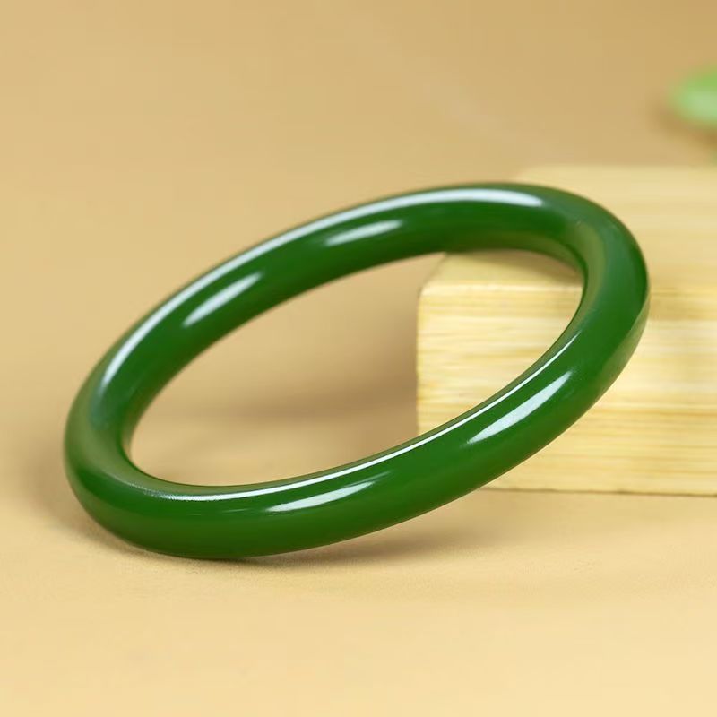 Hurtowa, ręcznie robiona okrągła bransoletka z jadeitu w stylu Tanxi z Xinjiang, z zielonkawym odcieniem i brzęczącym dźwiękiem. Łańcuszek na rękę._voghion.com