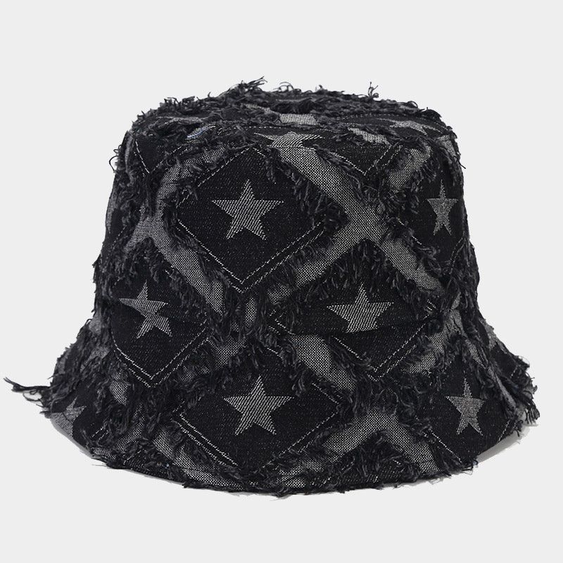 Heißer Verkauf 2024 Herbst Winter Denim Stern Stickerei Warme Fischer Eimer Hut Im Freien Reise Sonne Kappe Für Männer Und Frauen 208_voghion.com