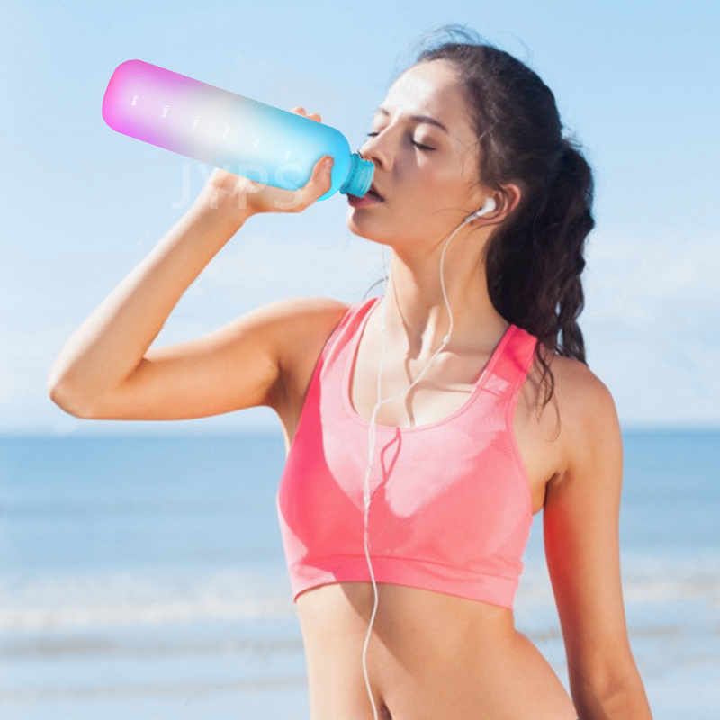 1L Large Capacity Water Bottle For Girls Frosted Water Cup Metal Lid Water Bottle With Time Marker Reusable Drinking Bottle_voghion.com