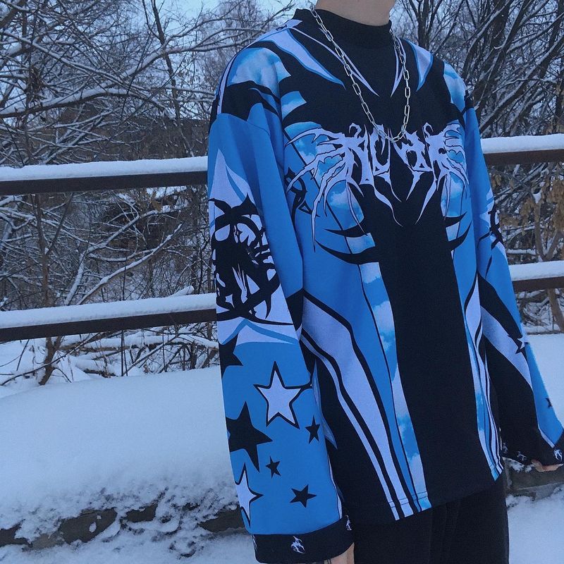 Herrenbekleidung Devil Wings Doppelseitiger Vollkleidungsdruck Y2k Lose Unisex Langarm-T-Shirt_voghion.com