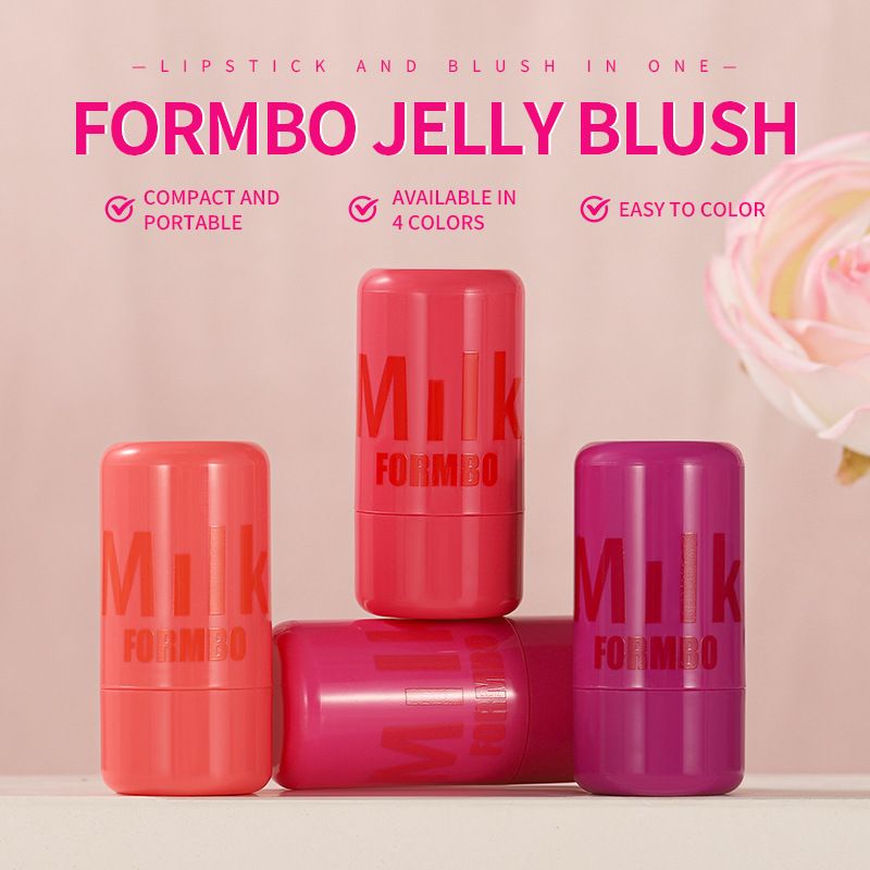 FORMBO Blush - 4 kleuren, compact en draagbaar, multi - Jelly lippenstift, rouge crème, shimmer stick en modder - veelzijdige make-upcollectie_voghion.com