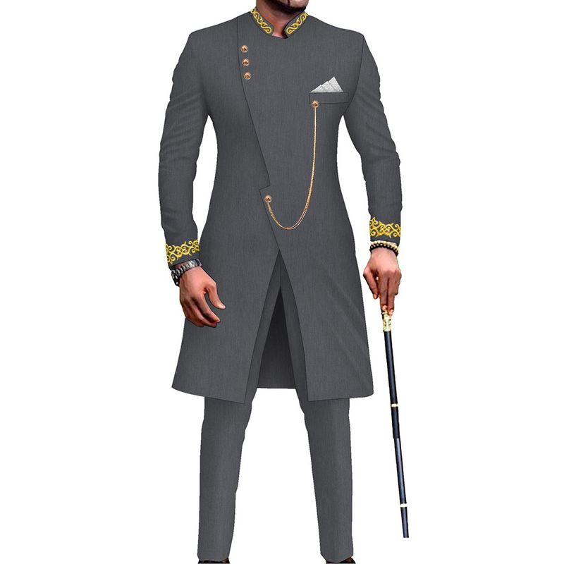 New Long Two-Piece Men's Set Banquet Formal Suit_voghion.com