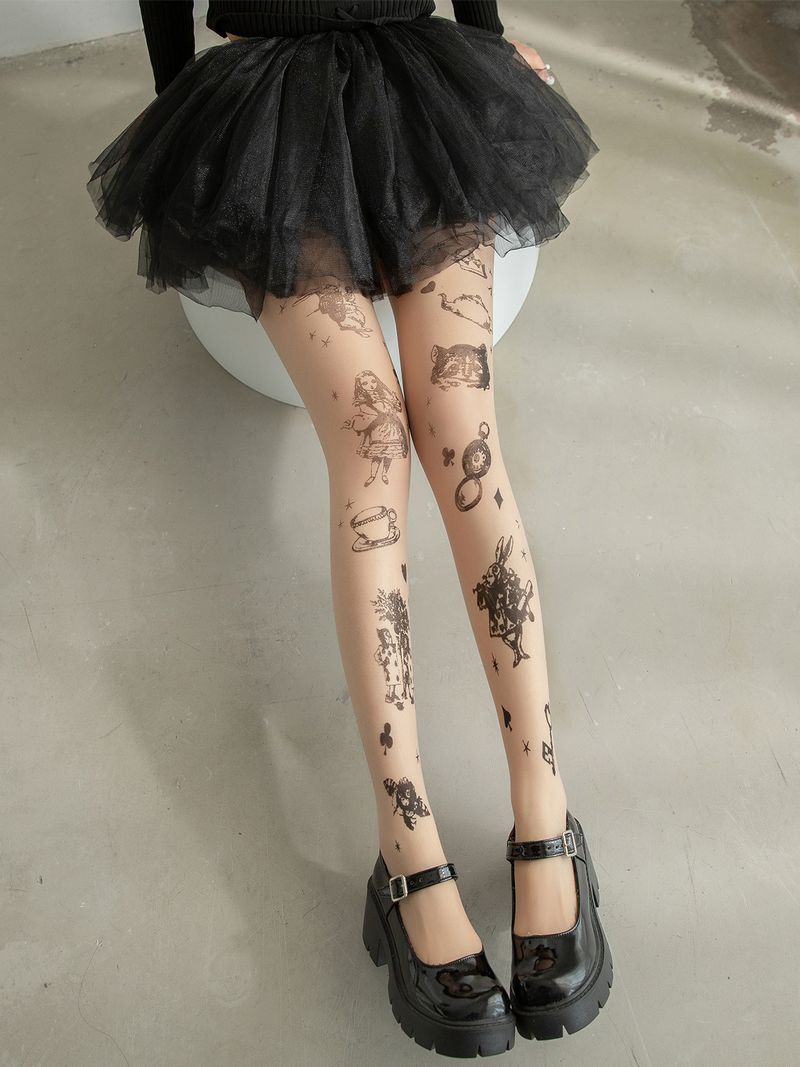 Unisex ekologiškos tamprės vaikams su „Lolita Tattoo“ pėdkelnių raštu_voghion.com