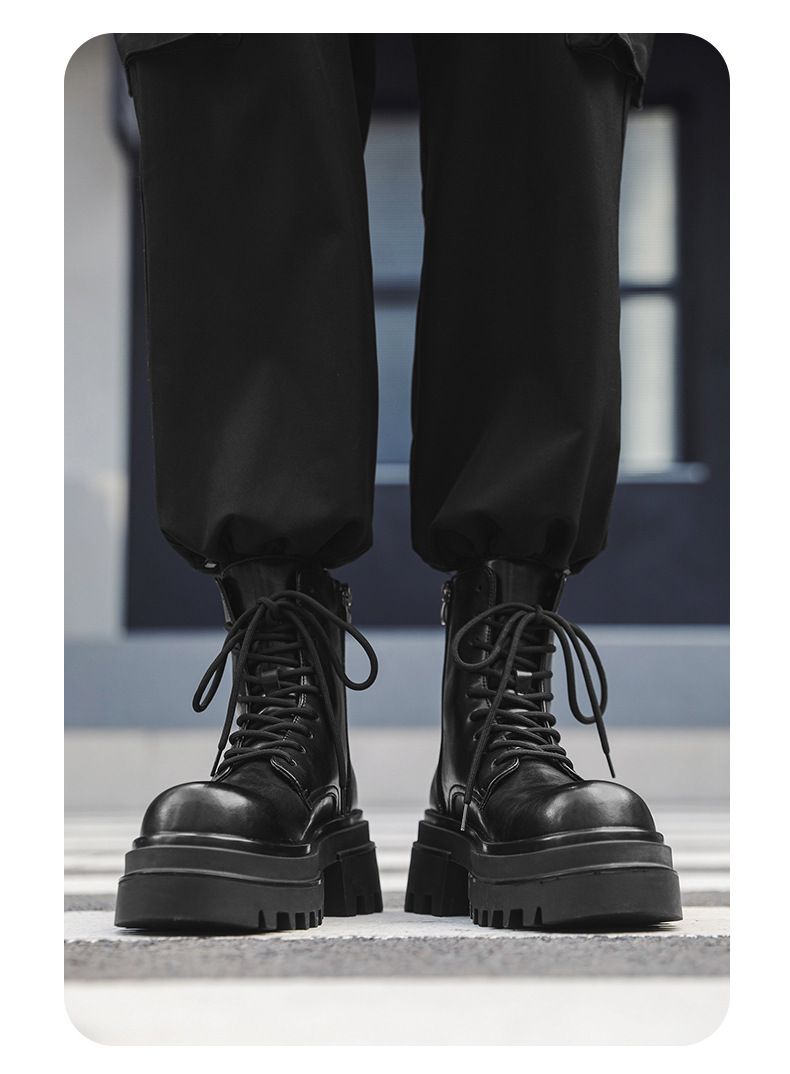 Retro Dickbesohlte Erhöhung Werkzeug Outdoor Wandern Schnürstiefel Martin Herren_voghion.com