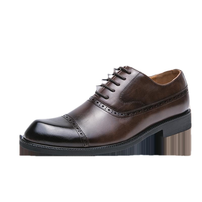 Zapatos Lefu de cuero informales de estilo británico de 2024 con suela blanda y estilo de un solo paso para hombre_voghion.com