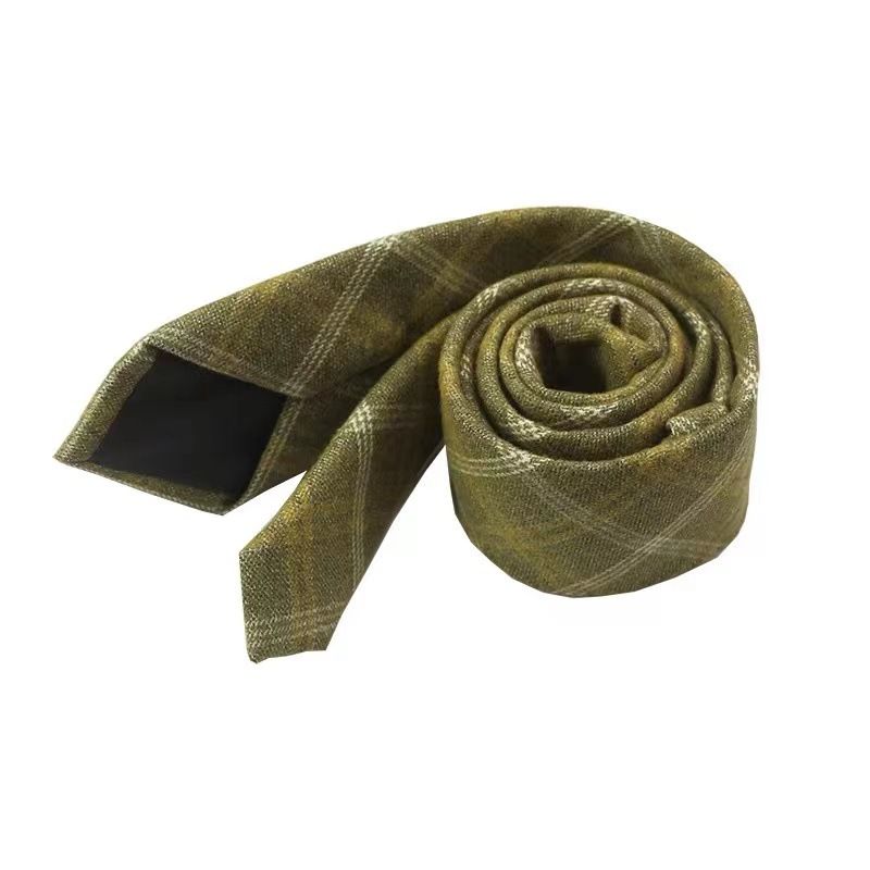 Autumn Winter Wool Hand Tie Men Korean Version 6CM Retro British Plaid Striped Gray Coffee Color Casual Versatile_voghion.com