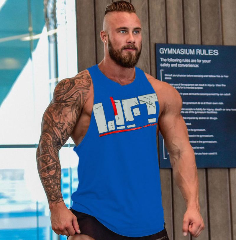 Herrenbekleidung Print Fitness Weste Baumwollweste_voghion.com