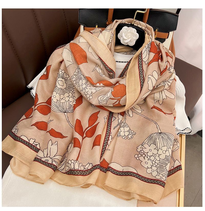 Autumn shawl paired with Korean version spring autumn cotton and linen women's thin design, winter large fallen leaf_voghion.com