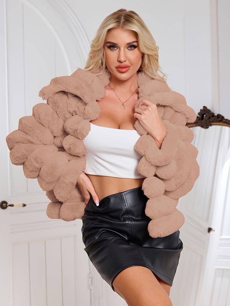 Langärmliger, einfarbiger Damenmantel mit Futter – elegante Oberbekleidung, reguläre Passform, Herbst-/Winterjacke für Erwachsene,_voghion.com