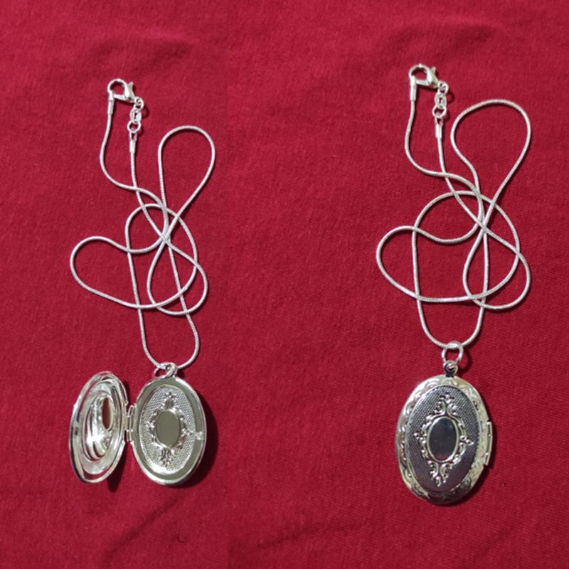 Ready Stock DOTEFFIL Sterg Sier Oval Round Photo Frame Pendant Necklace 18/20-28/30 Inch Snake Chain For Woman Man Wedding Jewelry_voghion.com